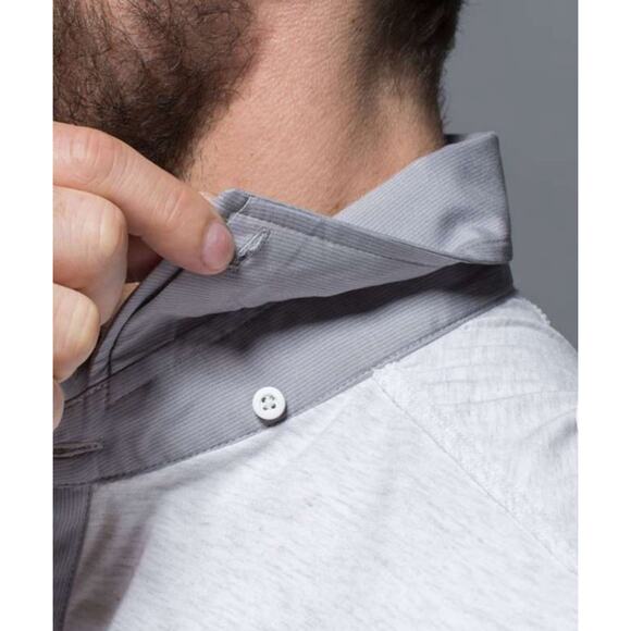 Lululemon Polo Shirt Post Practice White/Gray No Size Tag See Measurements - Picture 5 of 12